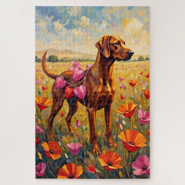 Puzzle Vizsla Dog Valentine's Day Heart Lanterns (Vertical)