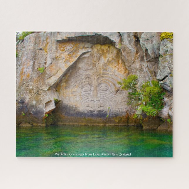 Puzzle Voeux d'anniversaire du lac Maori Nouvelle-Zélande (Horizontal)