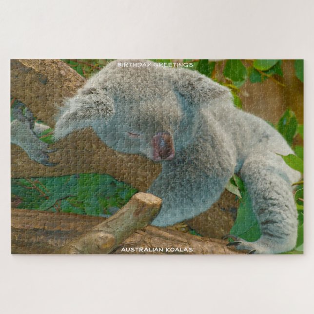 Puzzle Voeux d'anniversaire Koalas australienne (Horizontal)