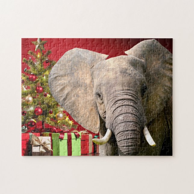 Puzzle Voeux de Noël éléphant (Horizontal)
