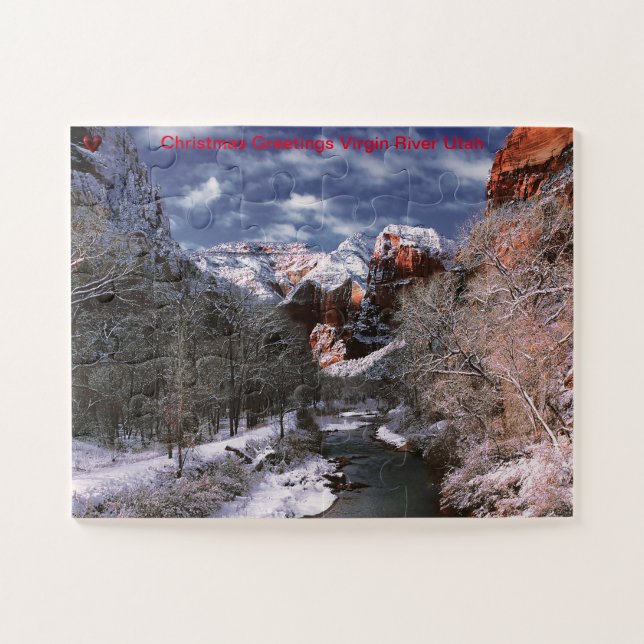 Puzzle voeux de Noël Virgin River Utah (Horizontal)
