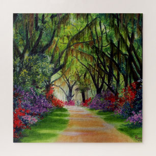 Puzzle Voie d'arbres/mousse et fleurs de Louisiane