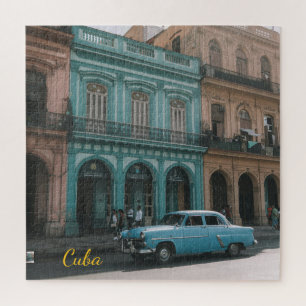 Puzzle Voiture Américaine Vintage Turquoise Cuba La Havan