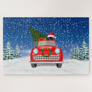 Puzzle Voiture De Conduite De Chien De Terre-Neuve À Noël