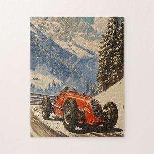 Puzzle Voiture de course vintage dans les Alpes