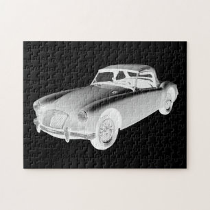 Puzzle Voiture de sport convertible noire et blanche de