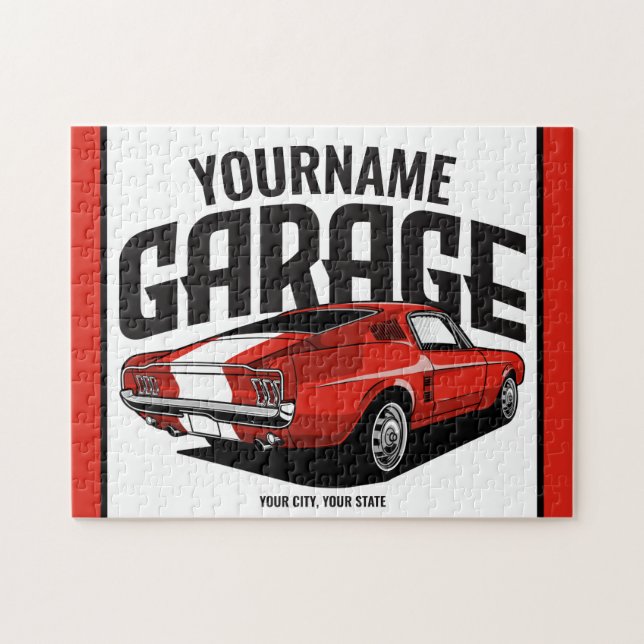 Puzzle Voiture Muscle Personnalisée 1967 Garage Fastback  (Horizontal)