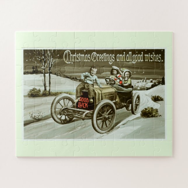 Puzzle Voiture Vintage à Noël (Horizontal)
