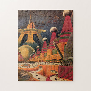 Puzzle Voiture volant vintage de science fiction futurist