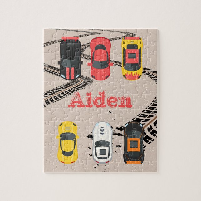 Puzzle Voitures de course avec des marques de pneus (Vertical)