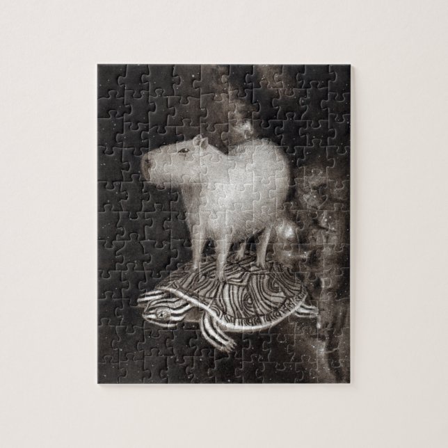 Puzzle Vol de Capybara et de terrapin par le dessin de (Vertical)