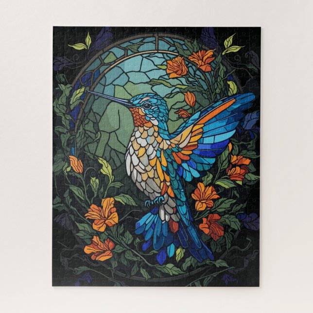Puzzle Vol Humming Oiseau Colorful Verre (Vertical)