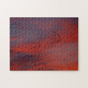 Puzzle Voler dans le coucher du soleil