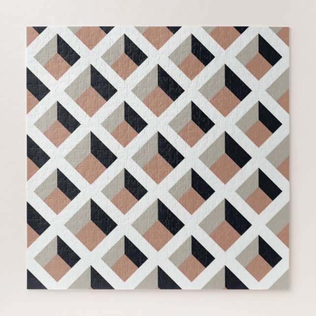 Puzzle Volume de treillis blanc, arrière - plan brun. (Vertical)