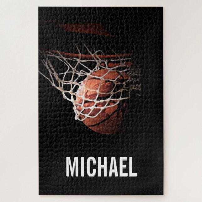 Puzzle Votre nom personnalisable Basketball Artwork (Vertical)