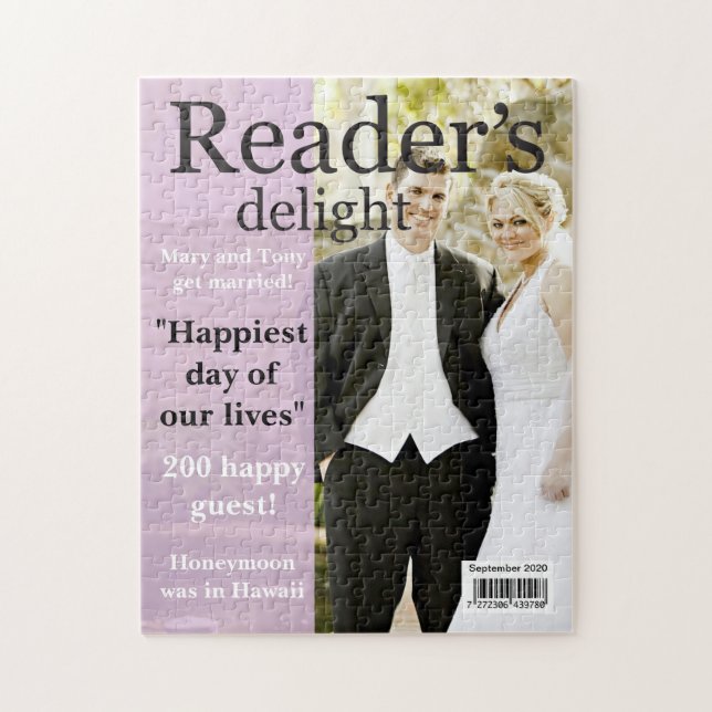 Puzzle VOTRE PHOTO, TEXTE Fun faux magazine couverture, (Vertical)