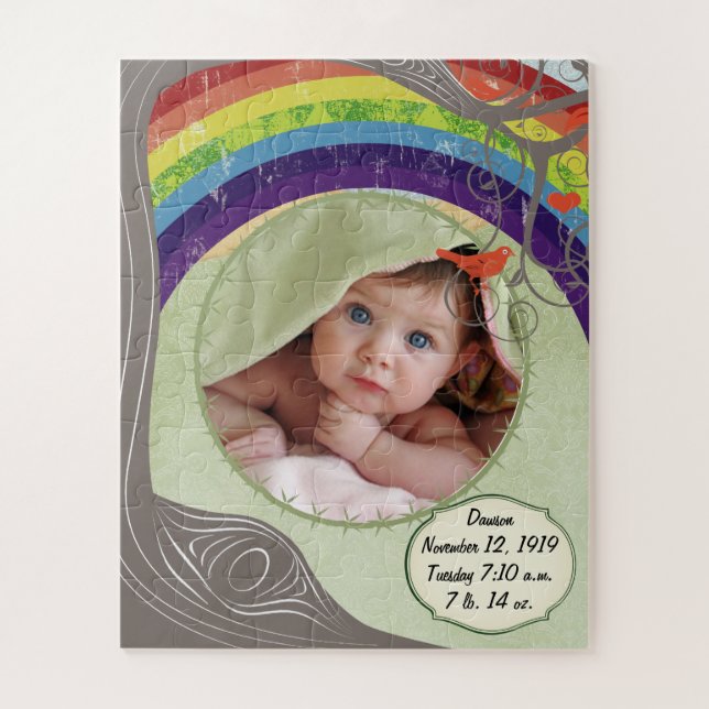 Puzzle Votre Rainbow Baby Photo Cute Tree & Birds (Vertical)