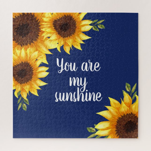 Puzzle Vous êtes My Sunshine Yellow Sunflowers Navy Blue (Vertical)