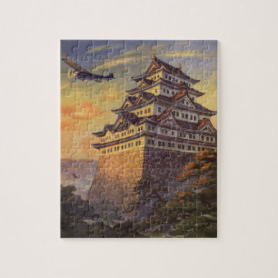 Puzzle Voyage au Japon Vintage, Avion de pagode japonaise