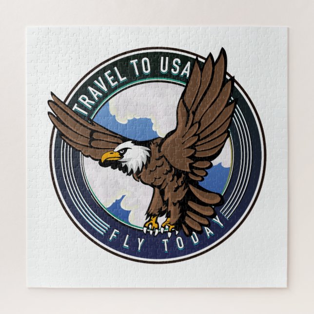Puzzle Voyage aux USA Fly today logo (Vertical)