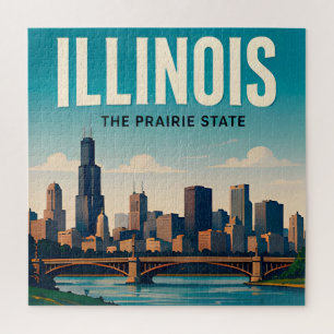 Puzzle Voyage dans l'Illinois Chicago Springfield Midwest