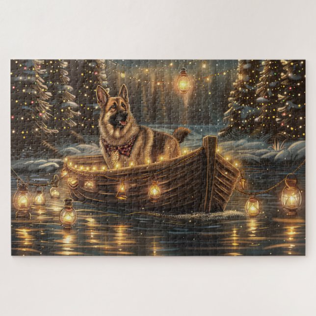 Puzzle Voyage de Noël du berger allemand (Horizontal)