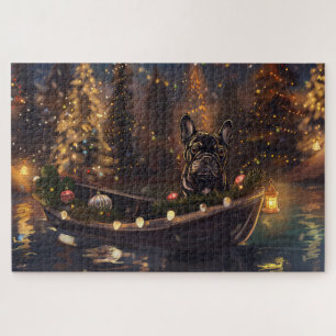 Puzzle Voyage de Noël festif de Bouledogue français