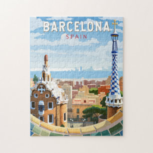 Puzzle Voyage en Espagne à Barcelone Art Vintage