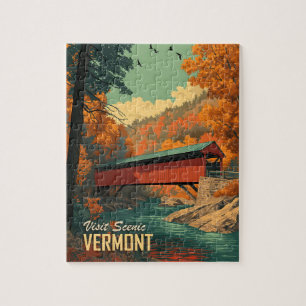 Puzzle Voyage sur le pont couvert vintage du Vermont