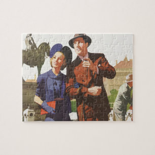 Puzzle Voyage Vintage, Touristes en Vacances faisant du T