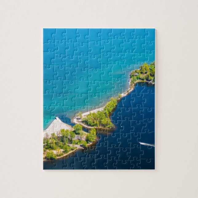 Puzzle Vue aérienne de la baie Sodus et du lac Ontario (Vertical)