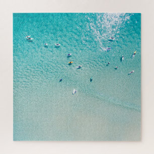 Puzzle Vue aérienne des surfeurs, océan clair.