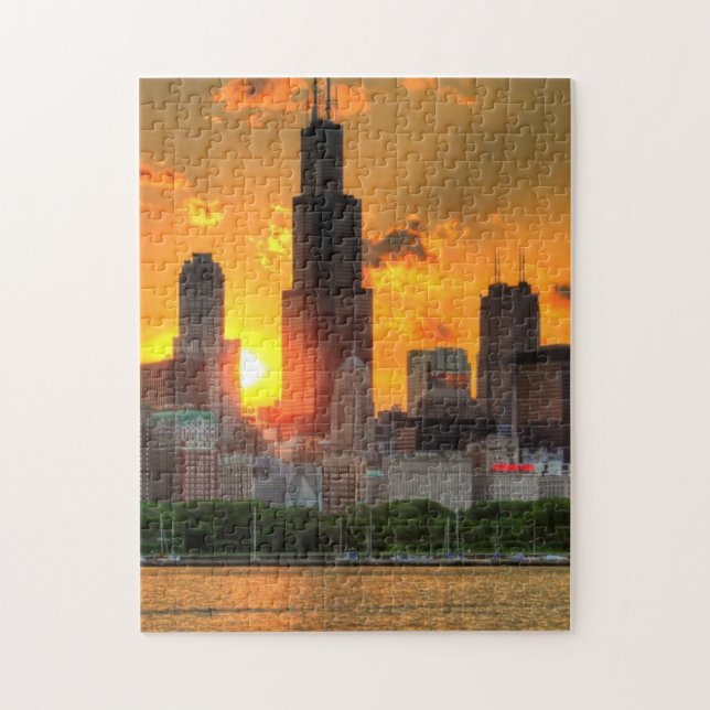 Puzzle Vue de l'horizon de Chicago d'Adler (Vertical)