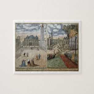 Puzzle Vue de San Marco, et le Palazzo Ducale sur le feu,