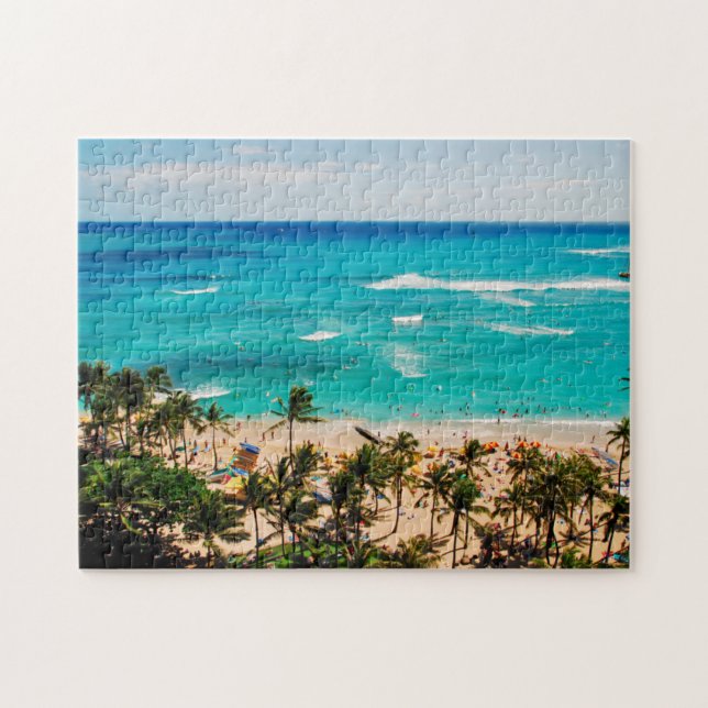 Puzzle Vue Élevée Sur La Plage De Waikiki, Honolulu 2 (Horizontal)
