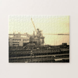 Puzzle Vue générale du port d'Alger en Algérie vintage