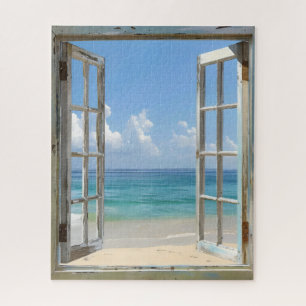 Puzzle Vue sereine sur la plage depuis la fenêtre