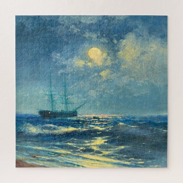 Puzzle Vue sur la mer Lune, peinture d'art (Vertical)
