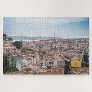 Puzzle Vue sur la vieille ville de Lisbonne et le pont du