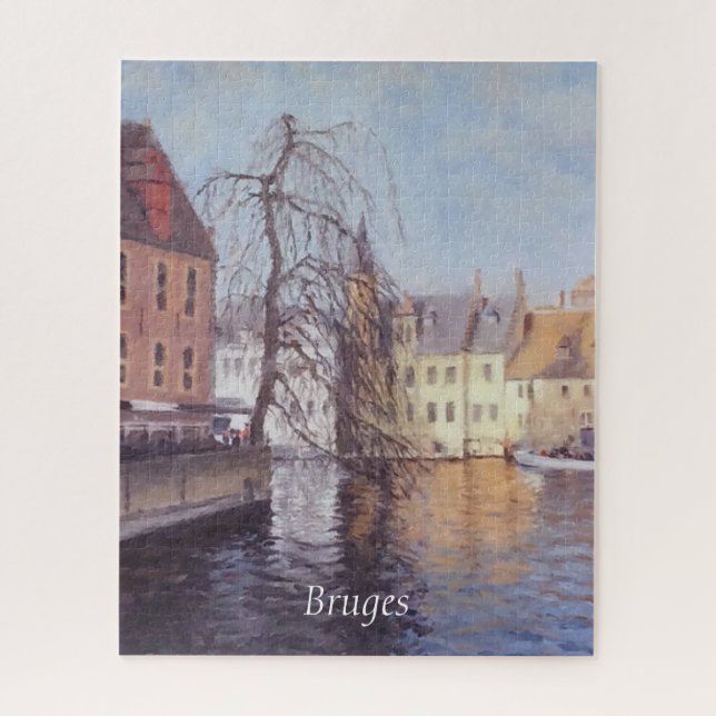 Puzzle Vue sur la ville et le canal de Bruges pittoresque (Vertical)