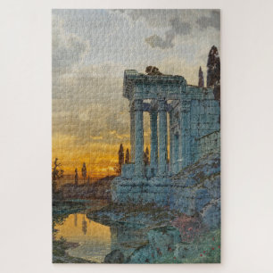 Puzzle Vue sur l'Italie du Sud avec les ruines romaines a