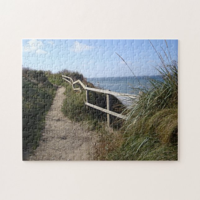 Puzzle Vue sur mer gazon et sentier (Horizontal)