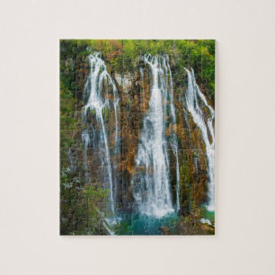 Puzzle Vue surélevée d'une cascade, Croatie
