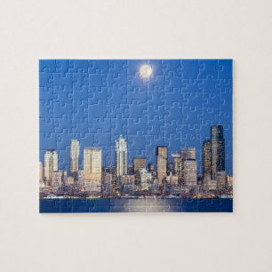 Puzzle WA, Seattle, ligne d'horizon de Seattle et baie d'