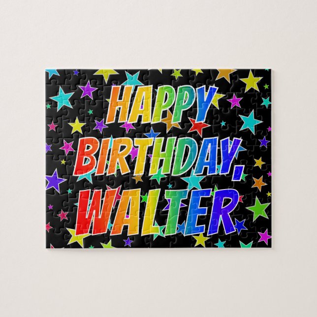 Puzzle "WALTER" Prénom, Amusant "HEUREUX ANNIVERSAIRE" (Horizontal)