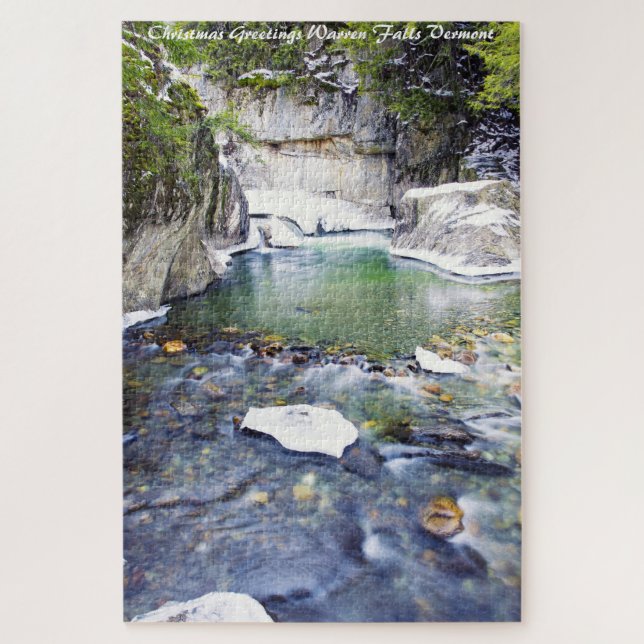 Puzzle Warren Falls Vermont. voeux de Noël (Vertical)