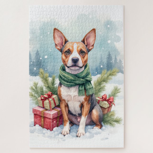 Puzzle Watercolor American Staffordshire Terrier Rustic (Vertical)