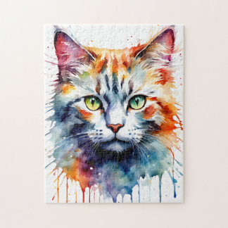Puzzle Watercolor Cat Multicolor Splash art