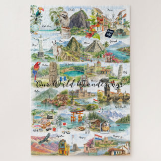 Puzzle Watercolor Wanderlust Travel Collage
