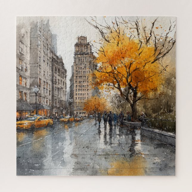 Puzzle Watercolour Autumn in New York (Vertical)
